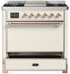 Ilve® Majestic III 36" Antique White Pro Style Dual Fuel Liquid Propane Range with Solid Door and Copper Trim-2