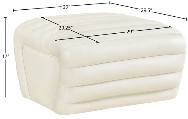 Meridian Furniture Vega Cream Leather Upholstered Ottoman-3