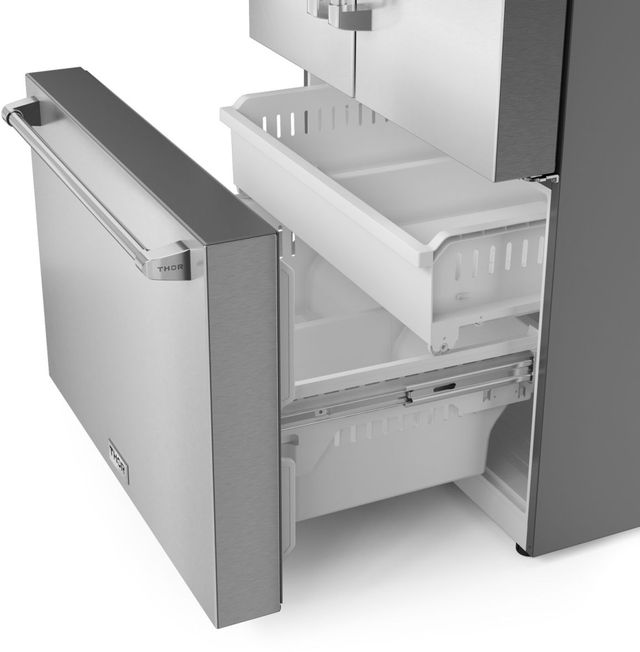 Thor Kitchen® 36" 28.9 Cu. Ft. Fingerprint Resistant Stainless Steel French Door Refrigerator with Ice and Water Dispenser-3
