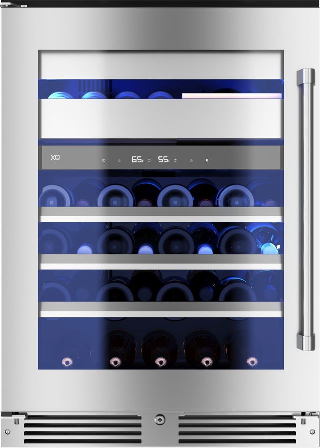 XO 24'' 5.4 Cu. Ft. Fingerprint Resistant Stainless Steel Wine Cooler with Left Hinge Glass Door and Weed Preservation System-0