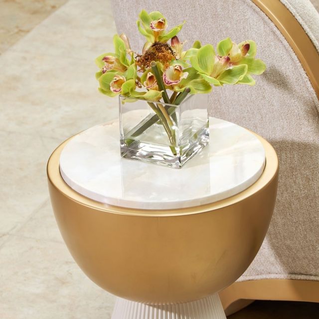 Michael Amini® Scotts Square Light Champagne Chairside Table-3
