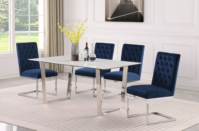 Meridian Furniture Carlton White Dining Table with Chrome Base-3