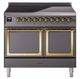 Ilve® Nostalgie II Noblesse 40'' Graphite Matte Pro Style Induction Range with Brass Trim-0