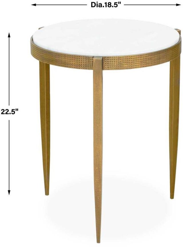 Uttermost® Ocilla Marble Top Accent Table with Antique Brass Base-2