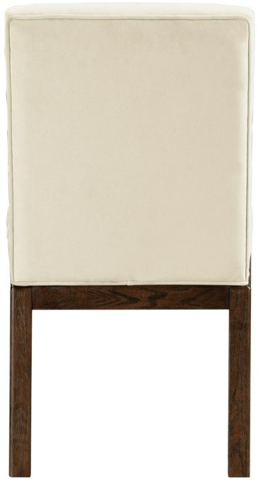 Meridian Furniture Evelyn Cream/Walnut Velvet Upholstered Side Chair-3