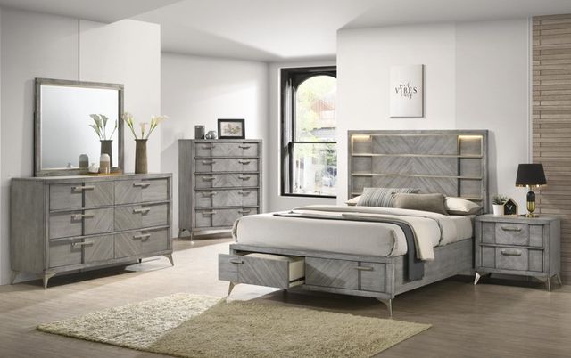 Bernards Aries Gray 2-Drawer Nightstand-1
