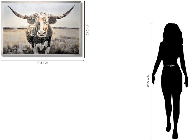 Classy Living Contemplative Western Longhorn Mixed Media Art Wall Art-2