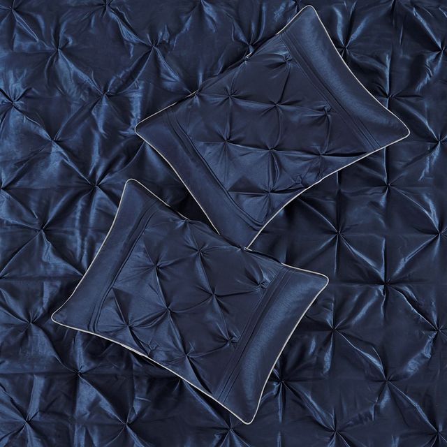 Olliix by Madison Park Laurel 7 Piece Navy California King Tufted Comforter Set-3