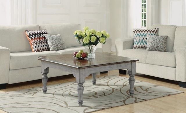 Flexsteel® Plymouth Medium Brown Coffee Table Distressed Graywash Base-1