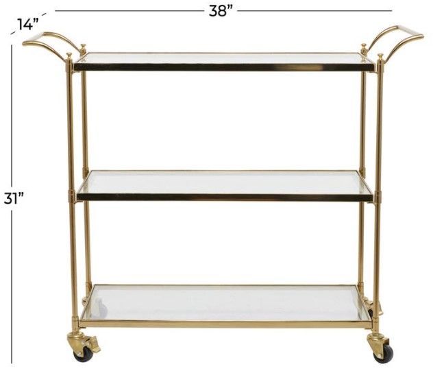 Deco Marche Brass Rolling Bar Cart-3