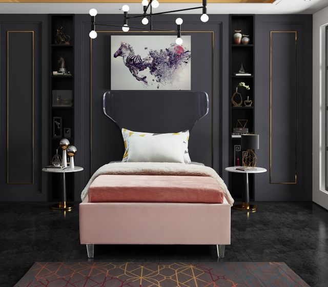 Meridian Furniture Ghost Pink Velvet Twin Bed-2