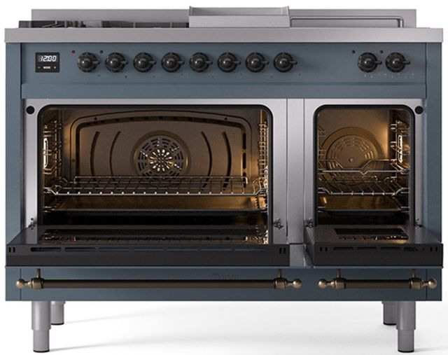 Ilve® Nostalgie II Series 48" Blue Grey Pro Style Dual Fuel Range-1