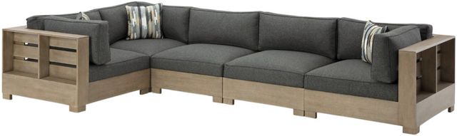 Signature Design by Ashley® Citrine Park 5-Piece Brown Wooden Outdoor Sectional-0