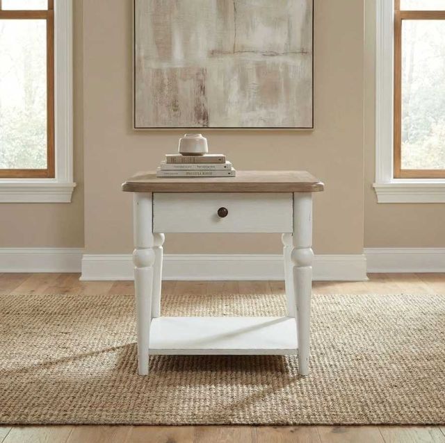 Liberty Furniture Turnberry Park Toasted Oat Rectangular End Table with Washed White Base-1