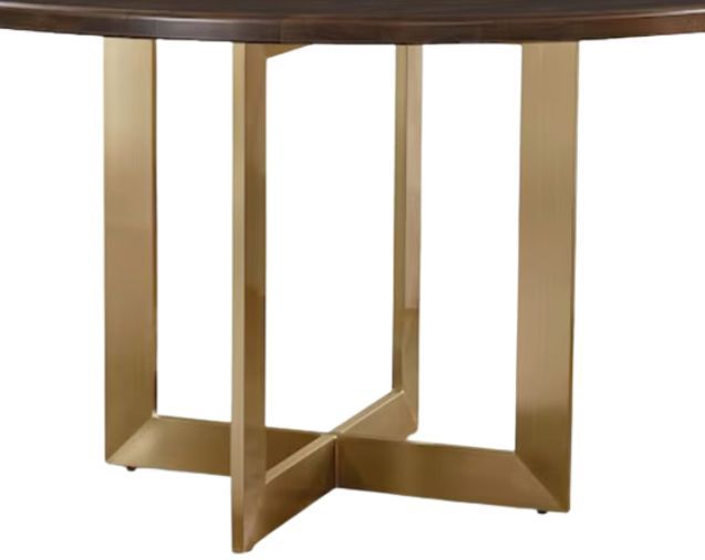 Bassett® Furniture Customizable BenchMade Astor Maple 54" Round Dining Table with Champagne Brass Base-1