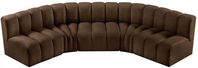 Meridian Furniture Arc 5-Piece Brown Velvet Sectional-1
