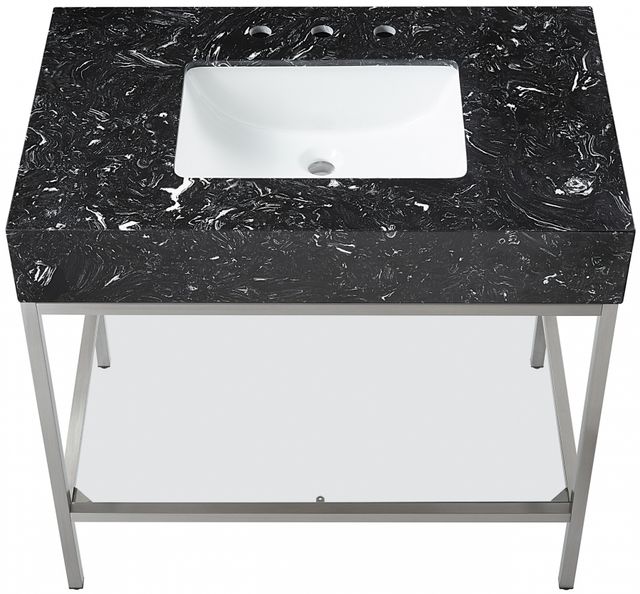 Meridian Furniture Marmo Black/Brushed Chrome 36" Bathroom Vanity-3