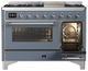 Ilve® Majestic III 48" Blue Gray Pro Style Dual Fuel Liquid Propane Range with Triple Glass Door and Chrome Trim-4
