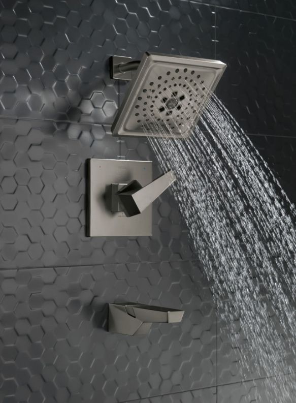 Delta Trillian® 14 Series Lumicoat® Black Stainless H2Okinetic Tub Shower Trim-3