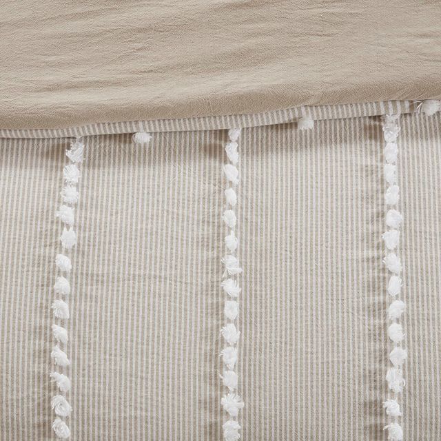 Olliix by Harbor House 3 Piece Taupe King Anslee Cotton Yarn Dyed Duvet Cover Set-3