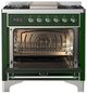 Ilve® Majestic III 36" Emerald Green Pro Style Dual Fuel Natural Gas Range with Solid Door and Chrome Trim-1