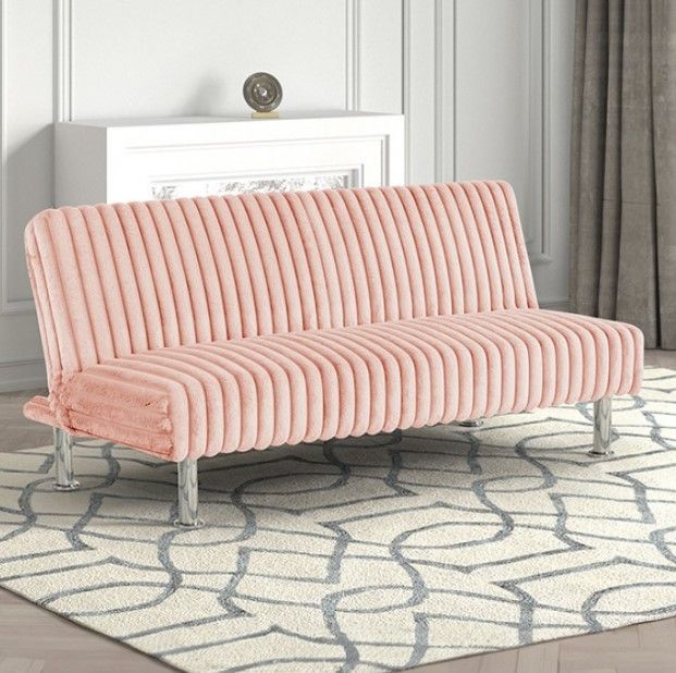 Furniture of America® Hinwil Pink Futon Sleeper Sofa-1