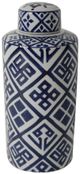 A & B Home Valora Blue/White Small Cylinder Jar-0