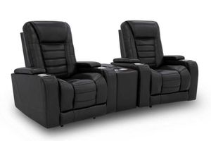 iPowr Black Leather 3pc Triple Power Zero Gravity, Lay-Flat Home Theater Set