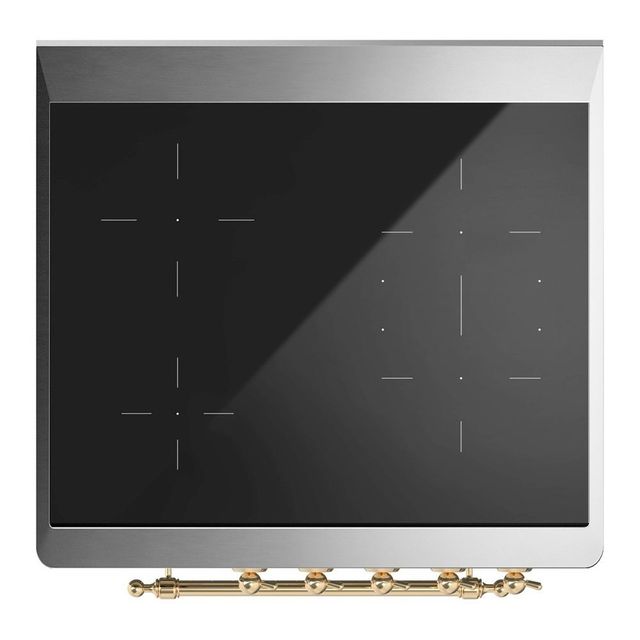 Ilve® Majestic III 30" Stainless Steel Pro Style Induction Range with Triple Glass Door and Brass Trim-2