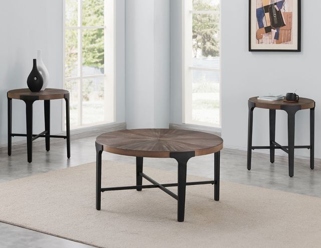 Steve Silver Co. Chevron Black/Cinnamon Round Coffee Table-1