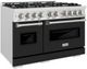 ZLINE Classic Series 48" Satin Stainless Steel Pro Style Dual Fuel Range with Black Matte Door-1