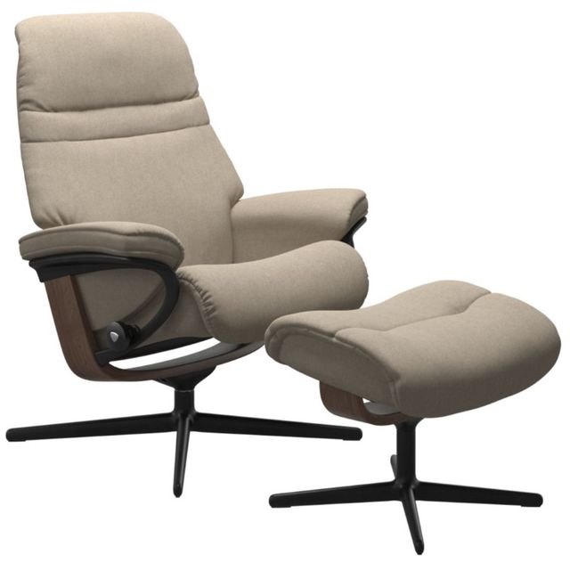 Stressless® by Ekornes® Customizable Sunrise Medium Manual Recliner and Ottoman with Cross Base-0