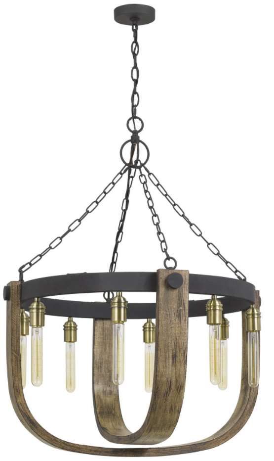 Cal® Lighting & Accessories Apulia Iron/Light Oak Chandelier-0