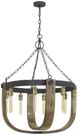 Cal® Lighting & Accessories Apulia Iron/Light Oak Chandelier-0