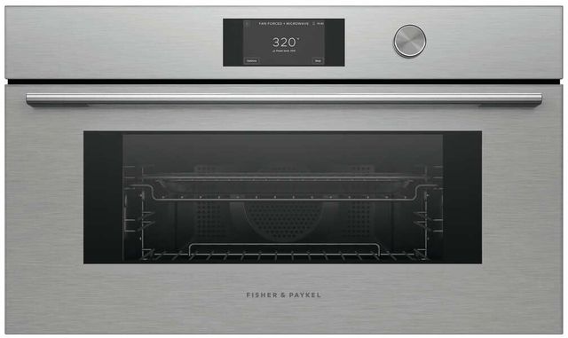 Fisher & Paykel Series 7 Contemporary 30" Brushed Silver Glass Compact Convection Speed Oven-0