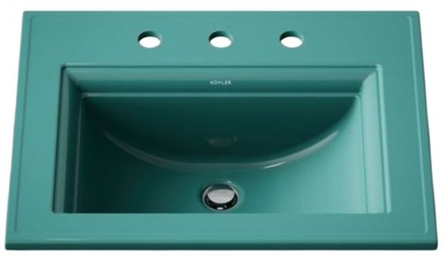 Kohler Memoirs® Stately Teal 22.75" Rectangular Drop-In Bathroom Sink-4