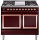 Ilve® Nostalgie II Noblesse 40'' Burgundy Pro Style Dual Fuel Range with Copper Trim-0