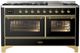 Ilve® Majestic III 60" Glossy Black Pro Style Dual Fuel Natural Gas Range with Triple Glass Door and Brass Trim-0