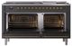 Ilve® Nostalgie II Noblesse 60'' Graphite Matte Pro Style Dual Fuel Range with Brass Trim-2