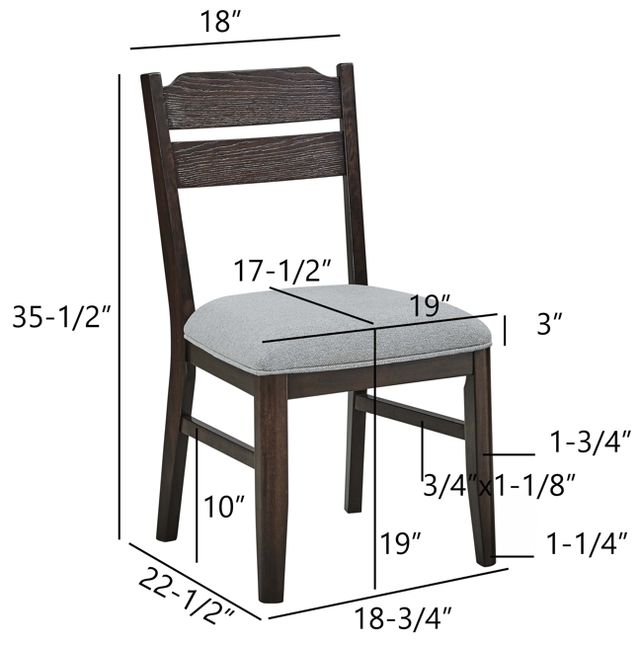 Crown Mark Higgins Dark Oak/Gray Dining Side Chair-2