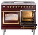 Ilve® Nostalgie II Noblesse 40'' Burgundy Pro Style Dual Fuel Range with Brass Trim-4