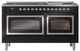 Ilve® Nostalgie II Noblesse 60'' Glossy Black Pro Style Dual Fuel Range with Chrome Trim-1