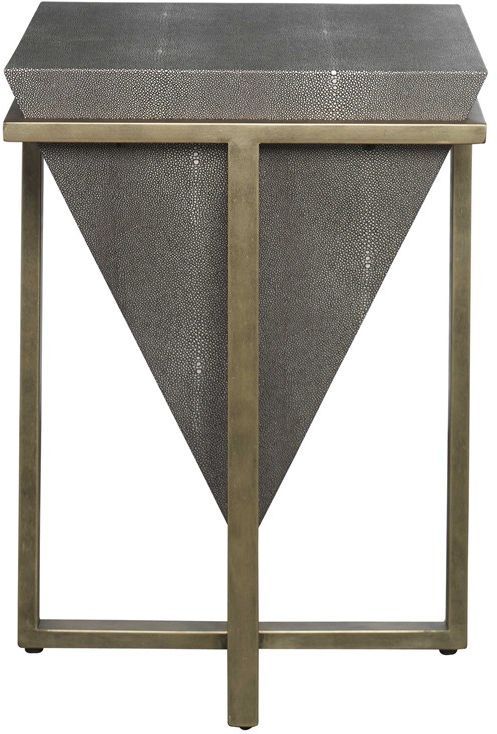 Uttermost® Bertand Mushroom Gray Accent Table with Aged Gold Base-3