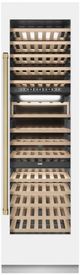 ZLINE Autograph Edition 24" 12.4 Cu. Ft. Triple Zone 100 Bottle Column Wine Cooler in White Matte and Champagne Bronze Accents-0