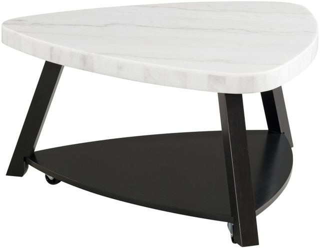 Elements International Trinity White Coffee Table with Black Base-0