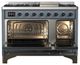 Ilve® Majestic III 48" Blue Gray Pro Style Dual Fuel Natural Gas Range with Triple Glass Door and Burnished Trim-1