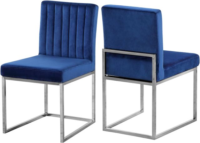 Meridian Furniture Giselle Navy/Chrome Velvet Dining Chair-3
