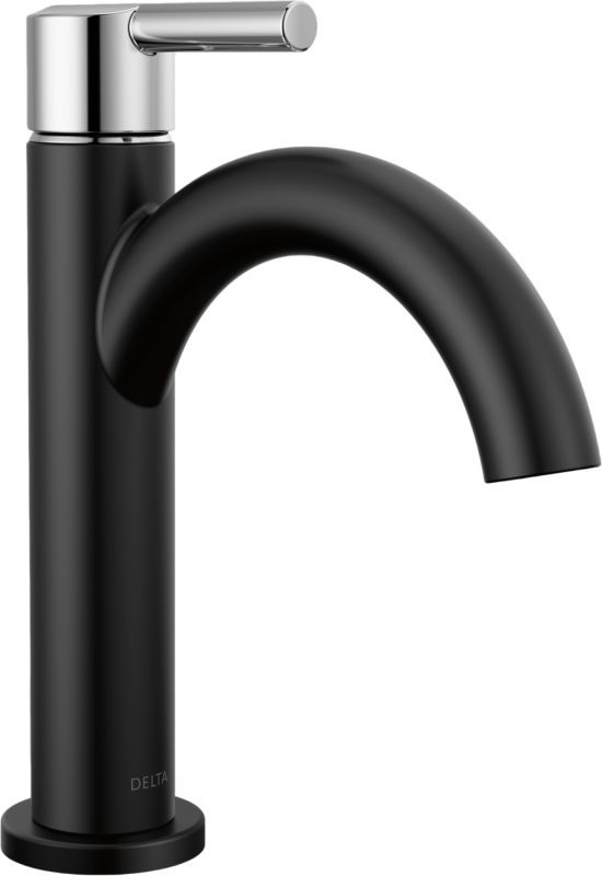 Delta Nicoli® Matte Black/Chrome Single Handle Bathroom Faucet with Drain-0