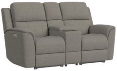 Flexsteel® Henry Hickory Power Reclining Loveseat with Console and Power Headrests