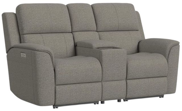 Flexsteel® Henry Hickory Power Reclining Loveseat with Console and Power Headrests